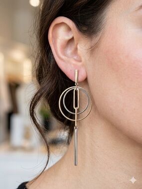 Minimalist Gold Geometric Drop Earrings - Women Jewelry